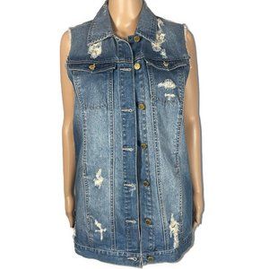 Nordstrom Jolt Denim Distressed Vest Sz SM